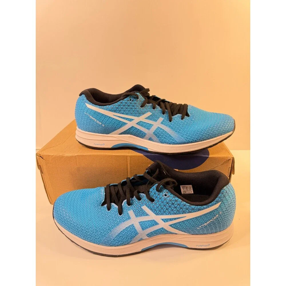 Asics Mens Lyteracer 4 Blue Black Running Shoes US 13